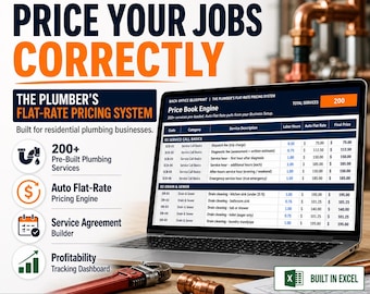 Plumber Flat-Rate Pricing System | Excel Service Agreement Builder (Digital Download)