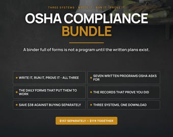 Contractor OSHA Compliance Bundle | Written Safety Programs, Binder, Inspection Kit