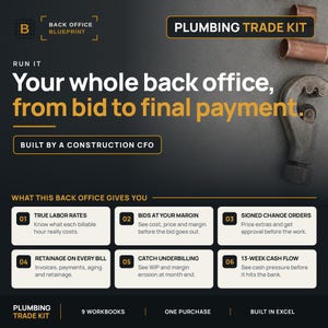 Kit d'entreprise pour plombier | 9 classeurs Excel, de l'estimation au coût des travaux
