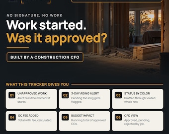 Construction Change Order Tracker | Excel Log with Approval Alerts and Dashboard