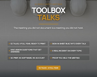 52 Weekly Construction Safety Talks | Printable PDF with Sign-In Sheets