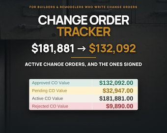 Construction Change Order Tracker | Excel Log with Approval Alerts and Dashboard