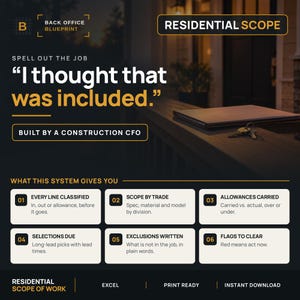 Residential Scope of Work Template for Contractors | Home Builder Specifications and Allowance Tracker