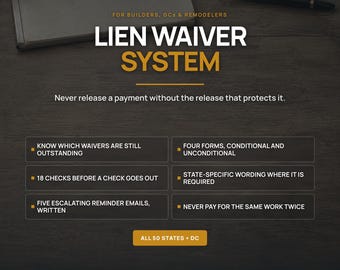 Lien Waiver System for Contractors | Conditional, Unconditional Forms (Excel)