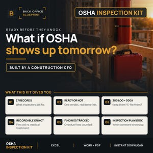 OSHA Inspection Readiness Kit for Contractors | Self-Audit, 300 Log, Playbook (Excel, Word)