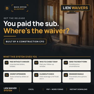 Lien Waiver System for Contractors | Conditional, Unconditional Forms (Excel)