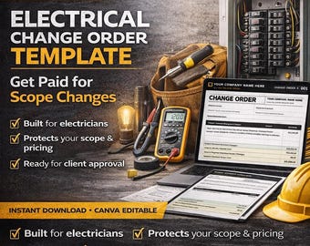 Modello di richiesta di modifica per impianti elettrici per appaltatori (modificabile con Canvas)