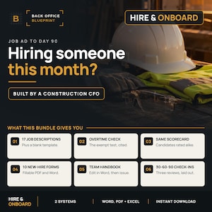 Construction Hiring Onboarding Bundle | Job Descriptions, Interview Guide, Handbook Forms