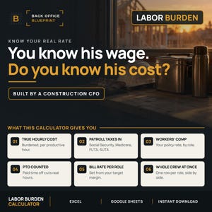 Construction Labor Burden Calculator | True Hourly Cost & Bill Rate (Excel)