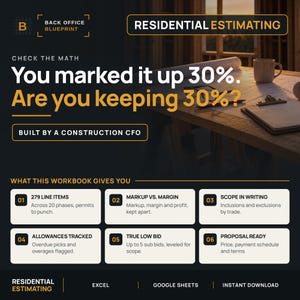 Construction Estimate Template | Excel Markup Calculator and Proposal Generator for Residential Builders
