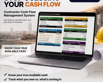 Report sul flusso di cassa aziendale / Modello Google Sheets / Impresa edile / Monitoraggio del saldo di cassa reale