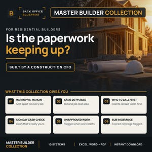 Residential Construction Business Bundle | Estimating, Job Costing, Billing Systems (Excel)