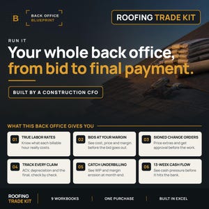 Roofing Contractor Business Kit | 9 Excel Workbooks, Estimate to Job Cost