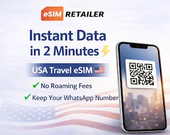 USA eSIM 50GB 180 Days | Long Stay USA Data Plan | No Roaming Fees | eSIM for iPhone & Android | Digital eSIM QR Code