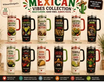 Mexican Vibes 40 oz Tumbler  Colorful Fiesta Collection | WilmartDesignCo