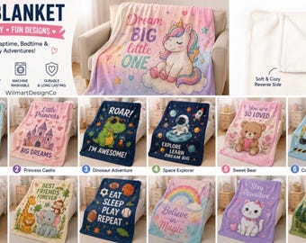 Unicorn Rainbow Kids Blanket | Soft Polyester Throw| Personalized Kids Back- to School just got cozier!