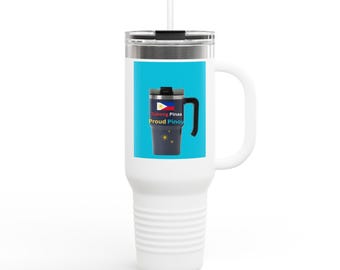 Taza de viaje con diseño gráfico de cafetera de émbolo / Vaso térmico de 1,2 litros (40 oz)