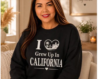 I Heart California Sweatshirt | State Love, Travel Souvenir | I Grew Up in California Sweatshirt Gift