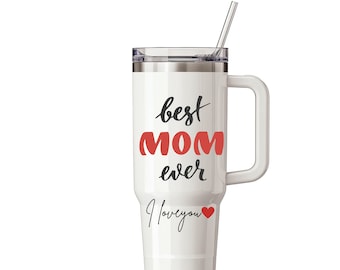 Best Mom Ever Coffee Tumbler 20oz Gift for Mom Mother's Day Travel Mug Heart Design Cup