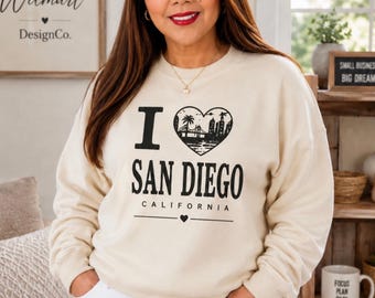 I Heart San Diego Sweatshirt | San Diego Skyline, City Pride Pullover | I love San Diego Sweatshirt Gifts