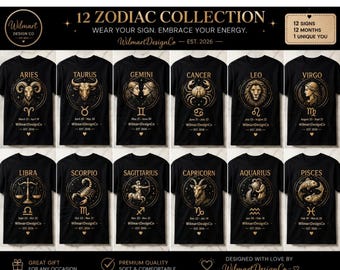 Astrology Signs Tee | 12 Zodiac Signs T-Shirt Collection | Astrology Birthday Tee | Personalized Horoscope Shirt