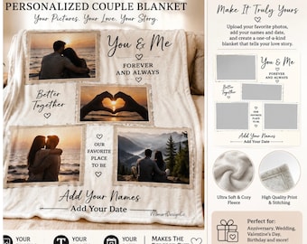 Throw Blanket | Custom Couple Memories |Personalized Couple Blanket | Custom Photo Throw | Anniversary, Wedding & Valentine's Gift