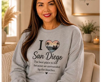 I Heart San Diego Sweatshirt | City Love Crewneck, California Souvenir | I love San Diego Sweatshirt