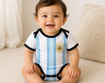 Body da calcio personalizzato per neonati con maglia dell'Argentina / Completo da calcio per neonati con nome e numero personalizzati