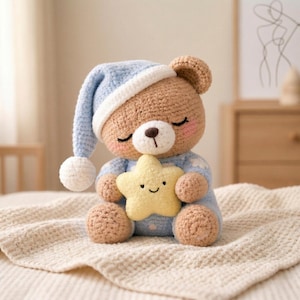 Schläfriger Bär Häkelanleitung | Amigurumi Teddy PDF Anleitung (Digitaler Download)