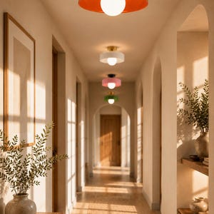 Japandi Flush Mount Ceiling Light, Scandinavian Ceiling Lamp, Wabi Sabi Lighting, Minimalist Bedroom Light, Modern Hallway Fixture