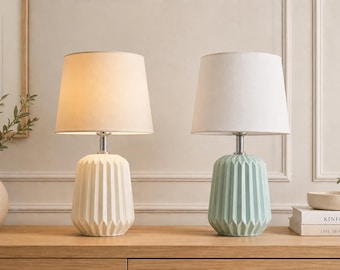 Minimalist Ceramic Bedside Lamp – Modern Design Table Lamp, Soft Light, Living Room & Bedroom Decor, Home Gift Idea