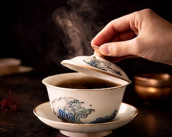 Keramische lattekom met schotel, moderne koffiekop, minimalistische Japanse stijl, cadeau-idee voor in de keuken, decoratie voor een koffiebar