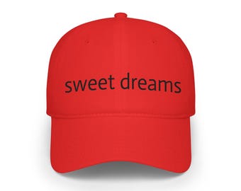 sweet dreams Baseball Cap | embroidered script, red hat