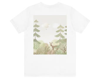Hjortskogsscen T-shirt | Illustration av skogsmarkens natur