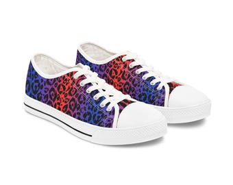 Låga sneakers med regnbågsmönster och leopardmönster | Färgglatt djurmönster
