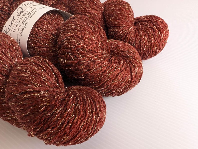 Sport Weight Wool Blend Reclaimed Yarn Lot – Rust Metallic, 1435 Yards ...