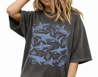 Vintage Great White Shark Graphic T-Shirt, Retro Ocean Marine Life Tee