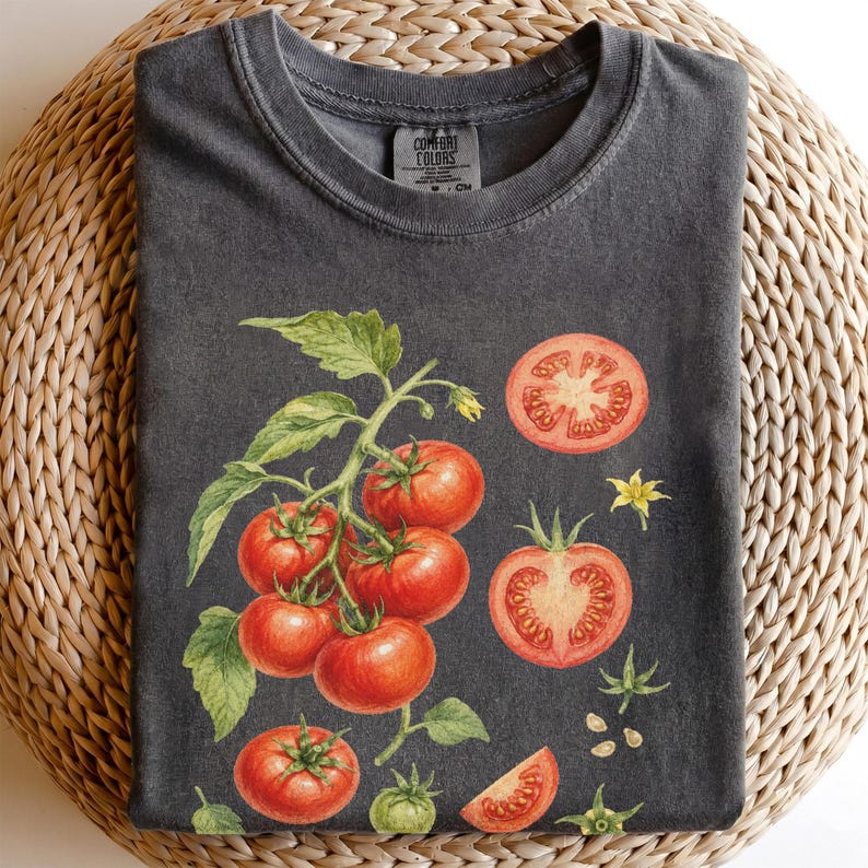 Watercolor Tomato Botanical Shirt, Gardener Gift, Farmcore Cottagecore ...