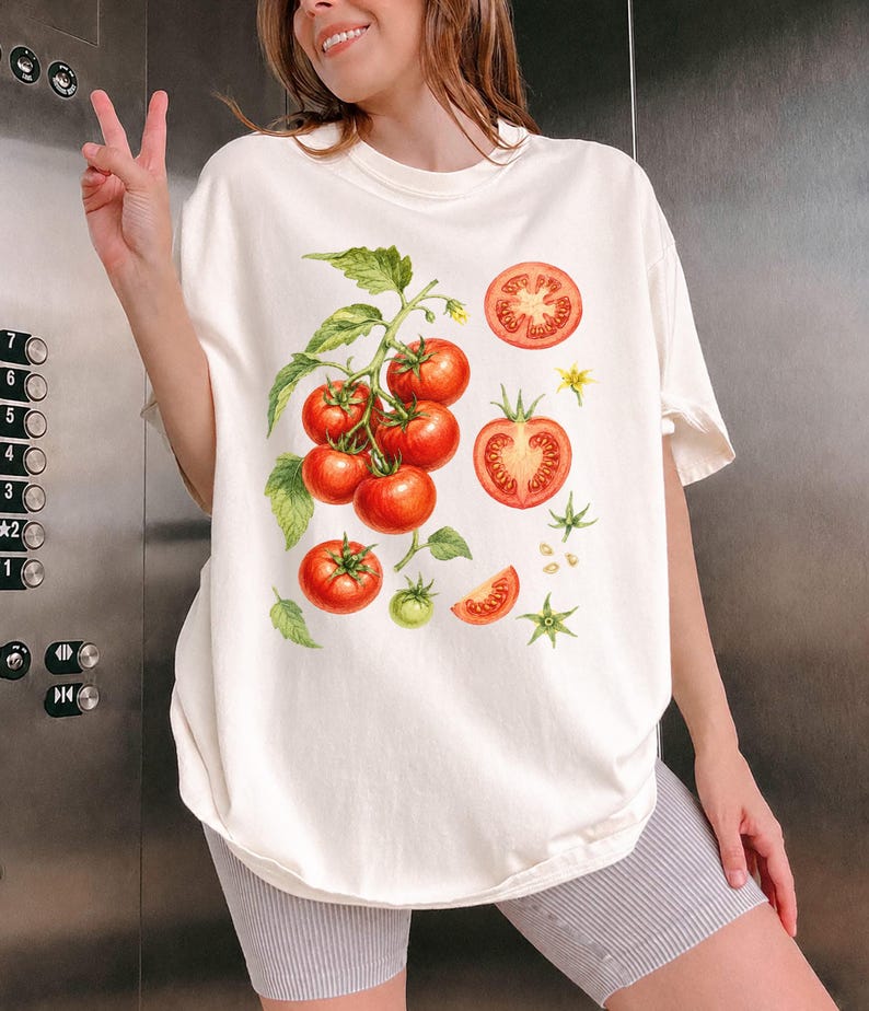Watercolor Tomato Botanical Shirt, Gardener Gift, Farmcore Cottagecore ...