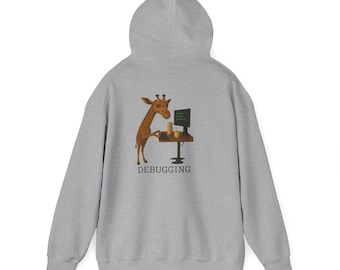 Giraffe Debugging PC versierter Hoodie | Fehlersuche Computer Bildschirm Illustration