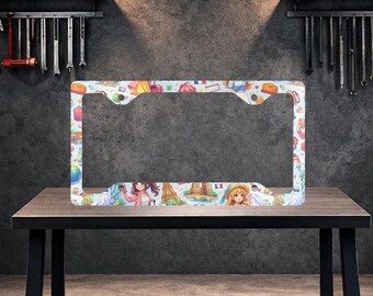 Anime License Plate Frame, Custom License Plate Frame, Personalized Car Tag Frame, Metal Plate Frame, Car Decor Gift, Car Accessories