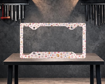 Marco de matrícula de anime, marco de matrícula personalizado, marco de matrícula de coche personalizado, marco de matrícula de metal, regalo de decoración para coche, accesorios para coche