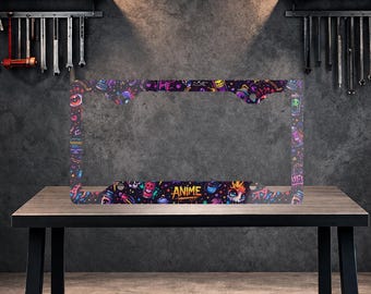 Anime Nummernschildrahmen, benutzerdefinierter Nummernschildrahmen, personalisierter Autoanhängerrahmen, Metallplattenrahmen, Autodekorgeschenk, Autozubehör