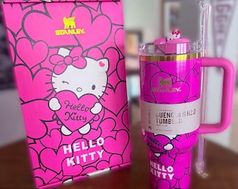 Limited Edition Hello Kitty 40 oz. Stanley Cup with FREE straw topper and keychain