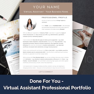 Done For You, Personalized - Virtual Assistant Portfolio Template, Editable, Professional Profile for New VAs, Canva Template