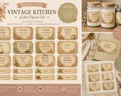 Kitchen Labels Bundle | Cottagecore Pantry Labels Printable | Farmhouse Jar Labels | Ready To Print & Cut Kitchen Ephemera  PDF. Vintage
