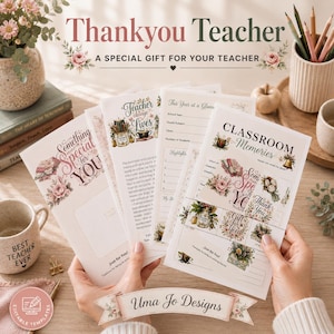 Printable Teacher Appreciation Gift Bundle, Canva Editable, Neutral Classroom, Instant Download