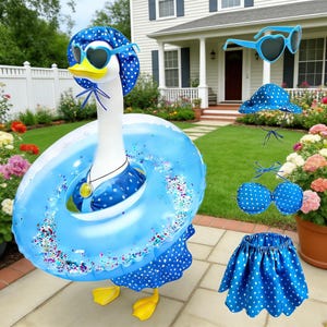 Float Ring Goose Outfit, 23 Inch Porch Goose Clothes, Summer Pool Goose Costume, Yard Lawn Garden Decor, Holiday Goose Dress Up Set