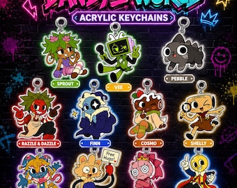 Dandy's World Acrylic Keychain | Sprout/Vee/Pebble/Razzle Dazzle/Finn/Cosmo/Shelly/Toodles/Goob/Scraps/Brightney Roblox Game Keychains