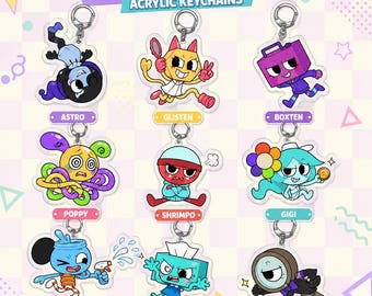 Dandy's World Acrylic Keychain | Roblox Toon Charm | Astro Glisten Boxten Poppy Shrimpo Gigi Tisha Teagan Rodger | Cute Game Backpack Charm